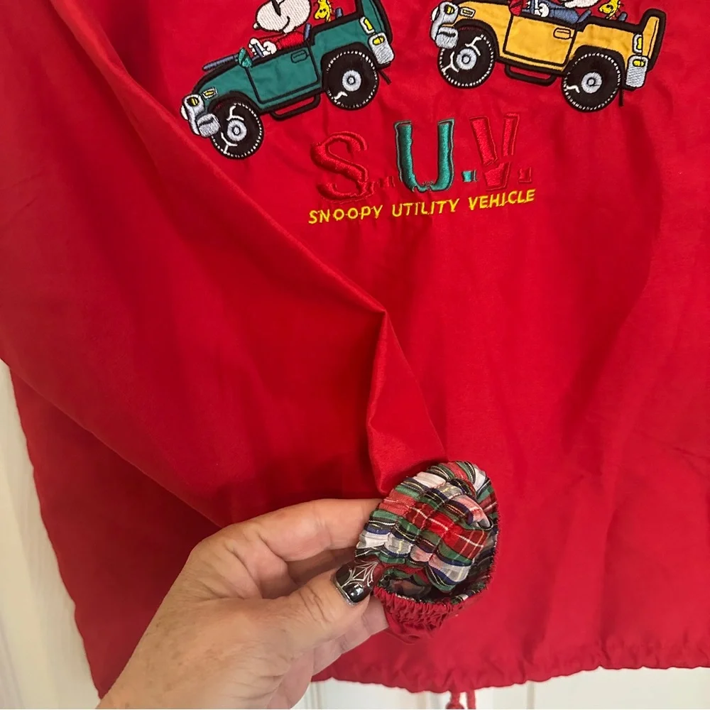 Snoopy Vintage Rare Utility Vehicle Jacket Red Kids Windbreaker‎ Peanuts 80s 90s